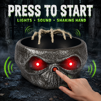 Halloween Animated Candy Bowl with Motion Sensor, Shaking Ghost Hand, Lights & Spooky Sounds