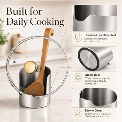 🍳 Multi-Purpose Stainless Steel Kitchen Utensil Rest & Pot Lid Holder Stand 🥢