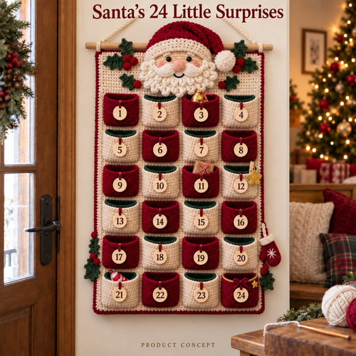 ⏳ Last Day 49% OFF – 🎄 24-Pocket DIY Christmas Crochet Advent Calendar Kit with Moveable Star Marker 🧶