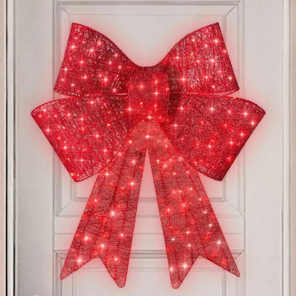 💯🎀 24″–48″ Giant Lighted Christmas Bow – Red LED Outdoor Decoration with 8 Modes & Timer