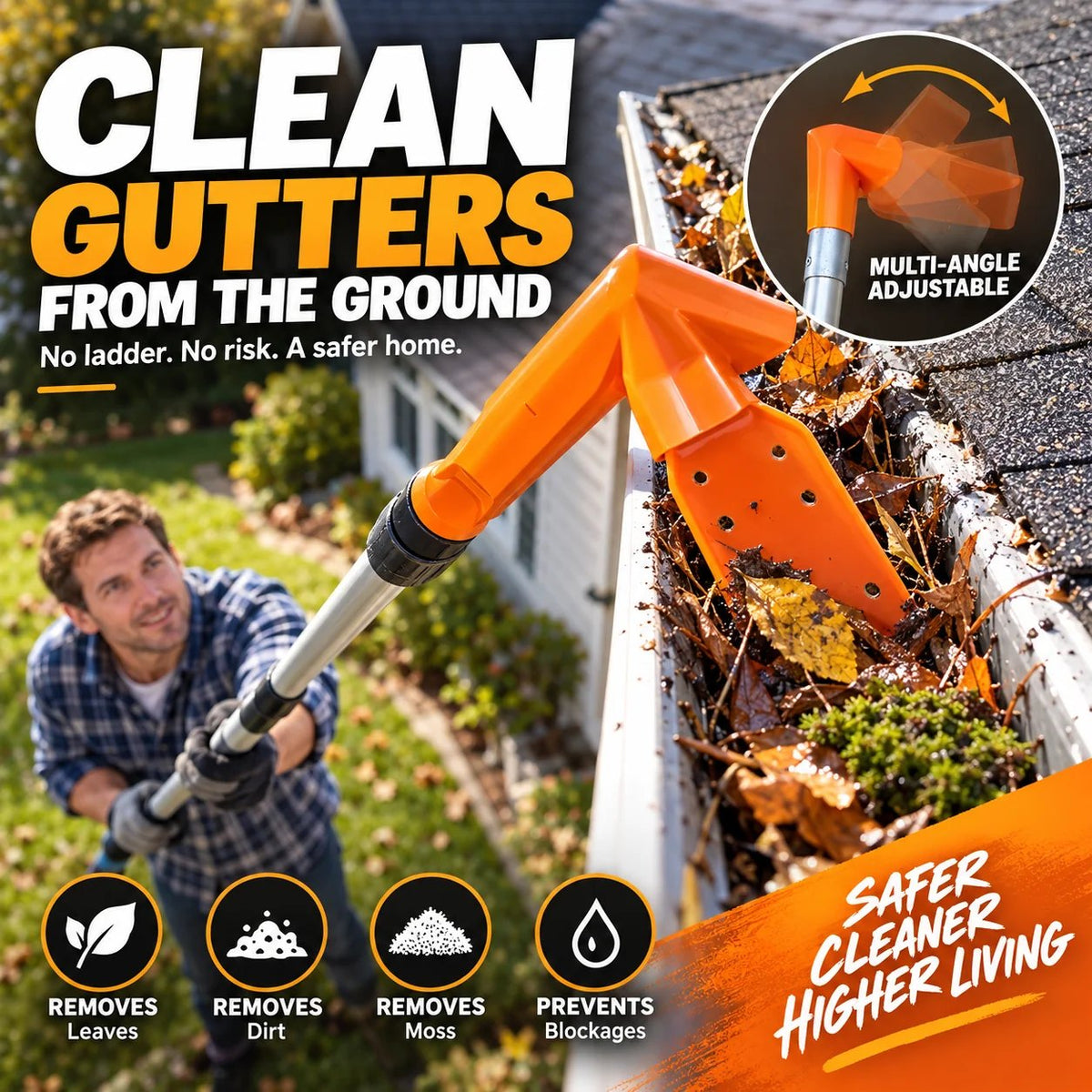 📍🔧 LIMITED‑TIME 50% OFF! ✨ No-Climb Gutter Cleaning Tool丨Excluding rod