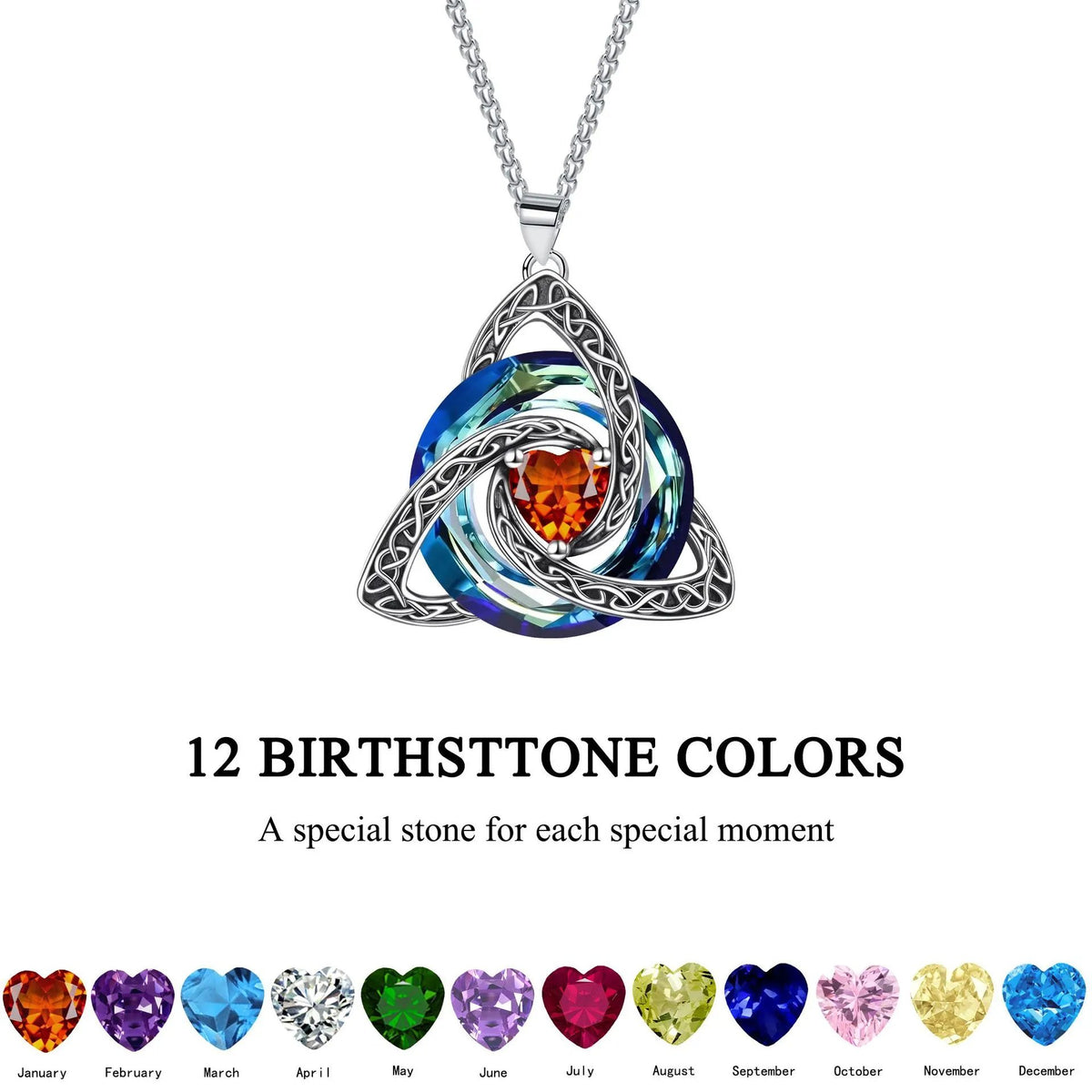 🍀 49% OFF Celtic Trinity Knot Birthstone Necklace 💎 Personalized Keepsake Gift