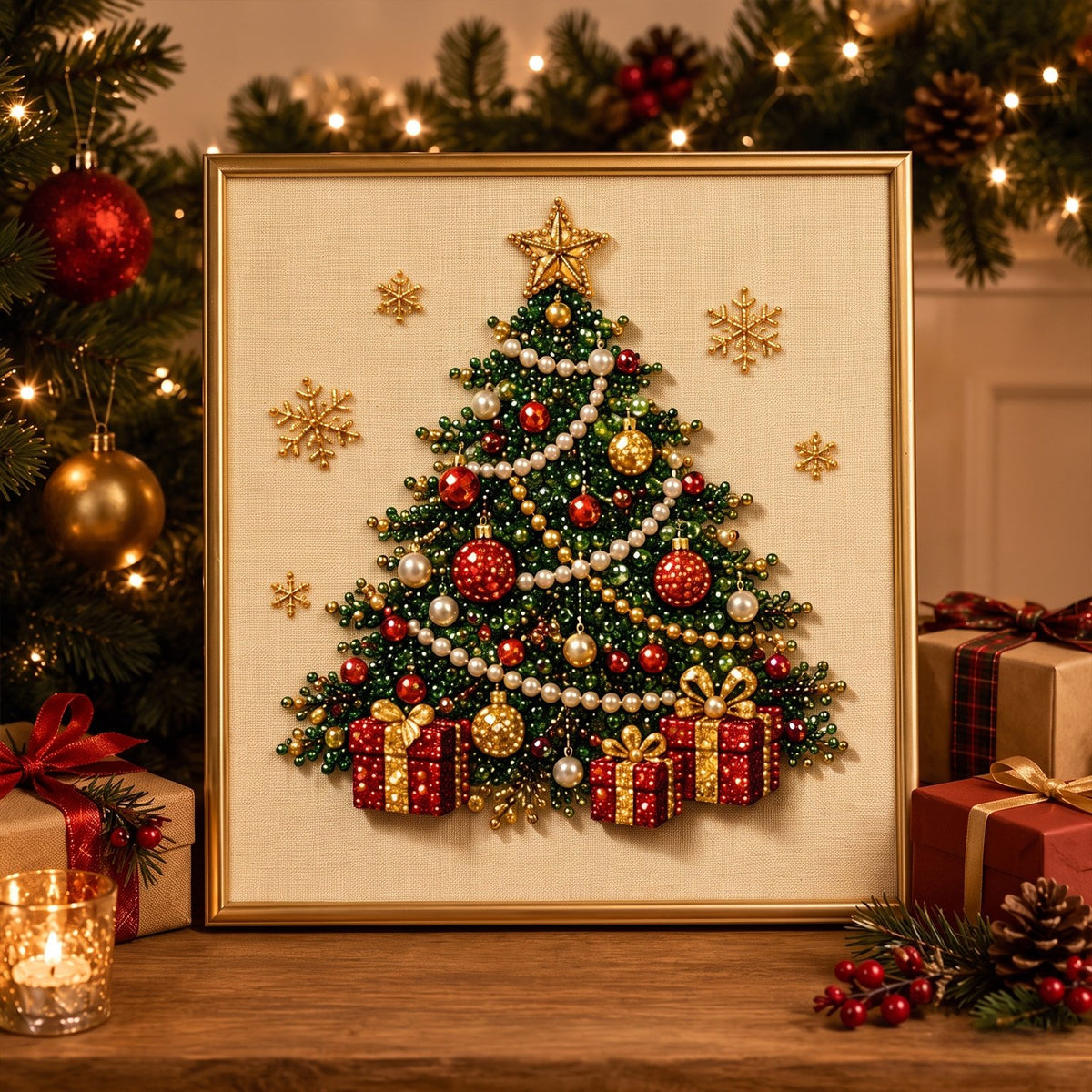 ✨ 3D Christmas Shimmering Pearl Art Diamond Painting DIY Craft Kit 🎄
