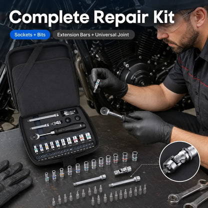 ⚡ Electric & Manual Ratchet Wrench – 34-Piece 1/4" Tool Kit
