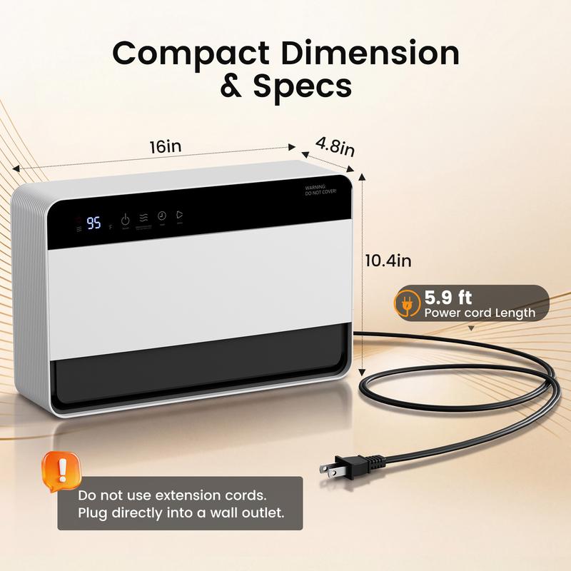 🔥 1500W Wall-Mounted Electric Heater 🏠 60° Swing & Remote Control