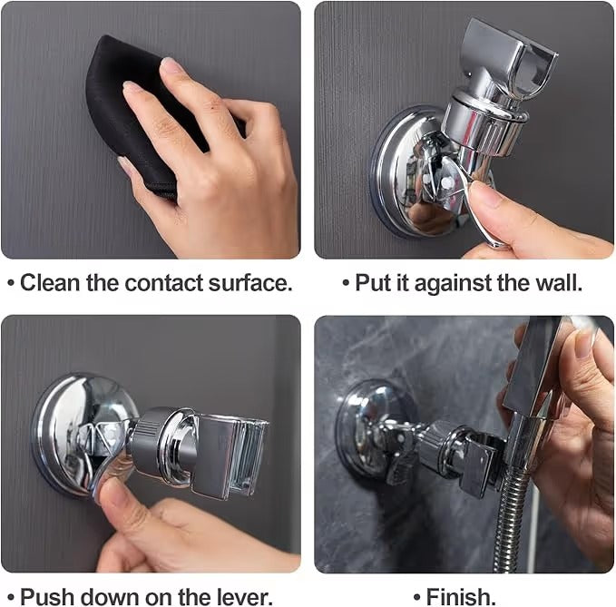 🚿 50% OFF 2PCSAdjustable Suction Shower Head Holder – No Drilling, 360° Positioning ✨
