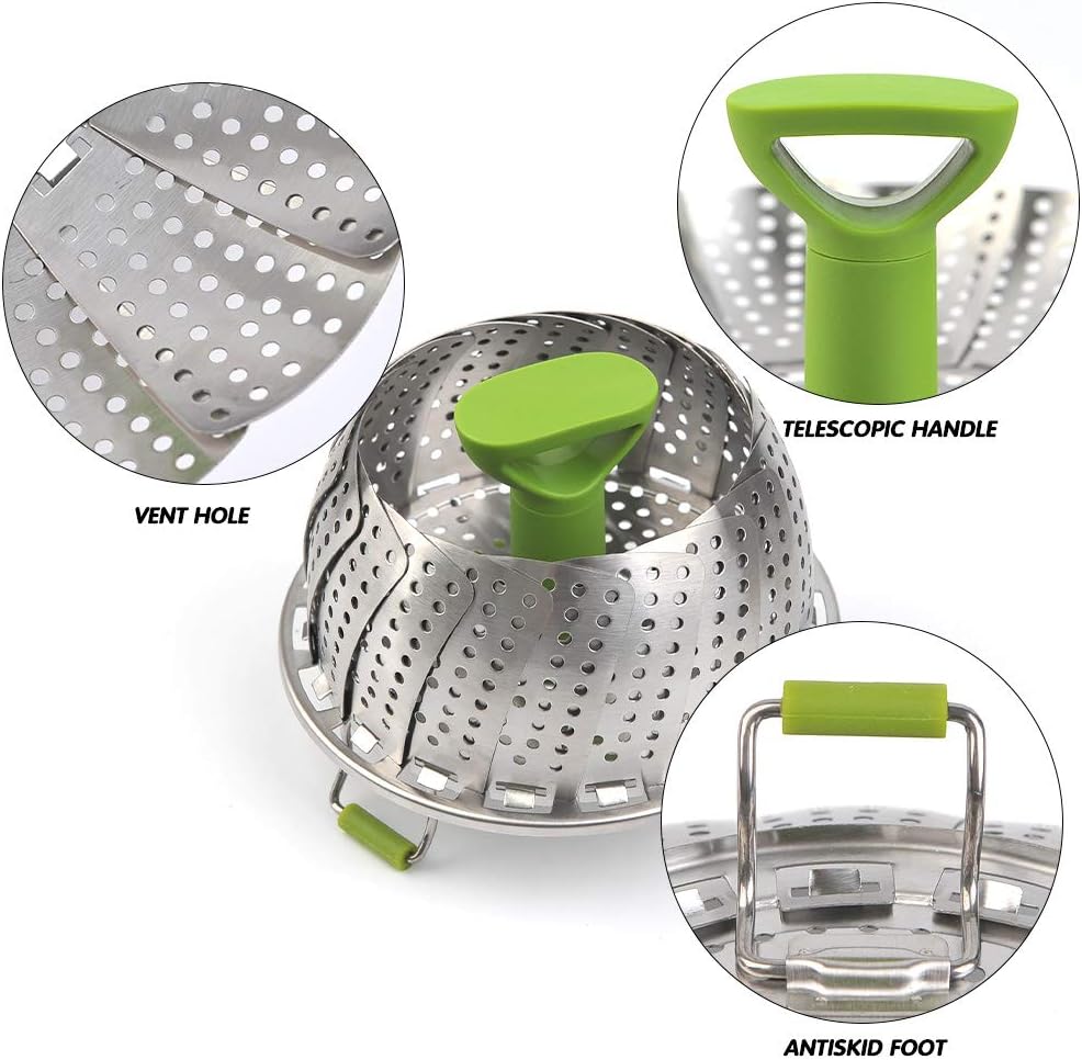 🔥 49% OFF Expandable Stainless Steel Steamer Basket – Foldable 3-in-1 Pot Insert