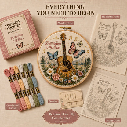 🧵 Southern Country Embroidery Kit Collection | Beginner-Friendly Wooden Hoop Art DIY Keepsake 🌼
