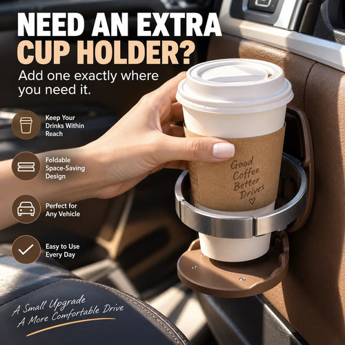 🚗 47% OFF Foldable Car Cup Holder – Extra Drink Space Without the Bulk