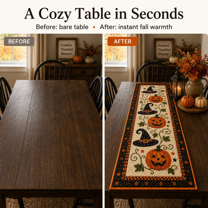 2-in-1 Halloween & Fall🎃🍂 Autumn Spell Quilted Table Runner
