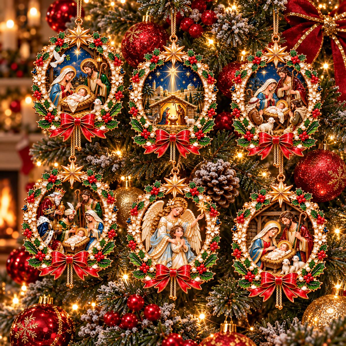 🎄 Sacred Christmas Nativity Tree Ornaments 6-Piece Set✝️
