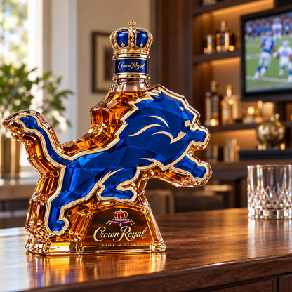 🦁 Detroit Lions Pride Crown Royal Whiskey Decanter Bottle with Luxury Gift Box 👑
