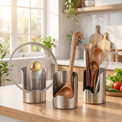 . 🍳 50% OFF Stainless Steel Utensil Holder – Keep Your Kitchen Counter Clean & Organized