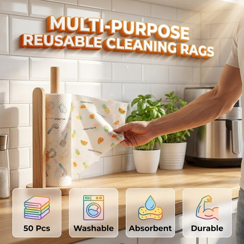 🔥 50% OFF 50-Sheet Cleaning Cloth Roll 🧽 Wipe, Wash & Reuse