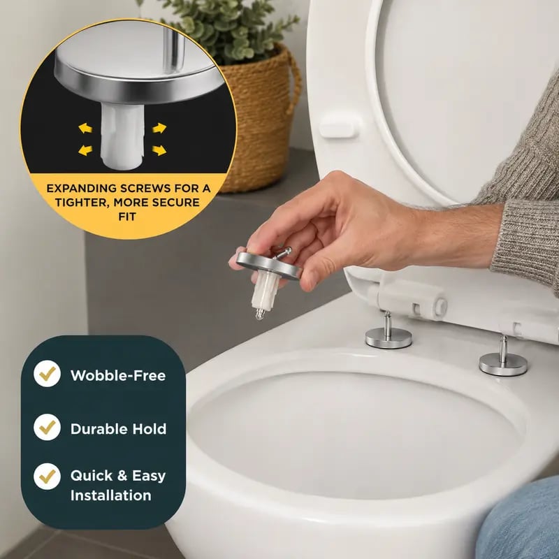 🚽 50% OFF Toilet Seat Fixing Bolts – Anti-Wobble Top Mount Expansion Kit
