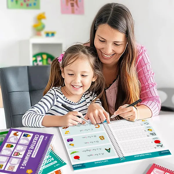 🔥 50% OFF ✏️ 6-in-1 Reusable Grooved Handwriting Workbook Set