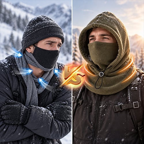 ❄️ 3-in-1 Winter Fleece Balaclava Hood – Double Layer Adjustable Face & Neck Cover
