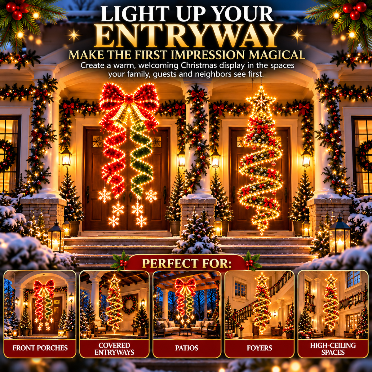 🎀 Limited-Time Christmas Sale | Giant Lighted Christmas Bow – Wrap Your Home in Holiday Magic ✨🎄