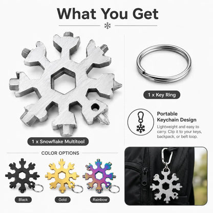 🔥 50% OFF 4 Pack-18-in-1 Snowflake Multi-Tool 🔧 Pocket Wrench, Screwdriver & Opener