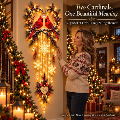 🐦✨ Two Hearts in Winter™ | Lighted Cardinal Christmas Wall Decor