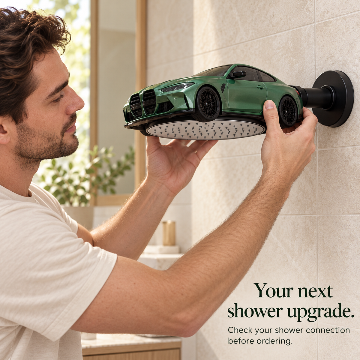 🏎️ Sports Car Shower Head – Unique Racing-Inspired Bathroom Decor 🚿
