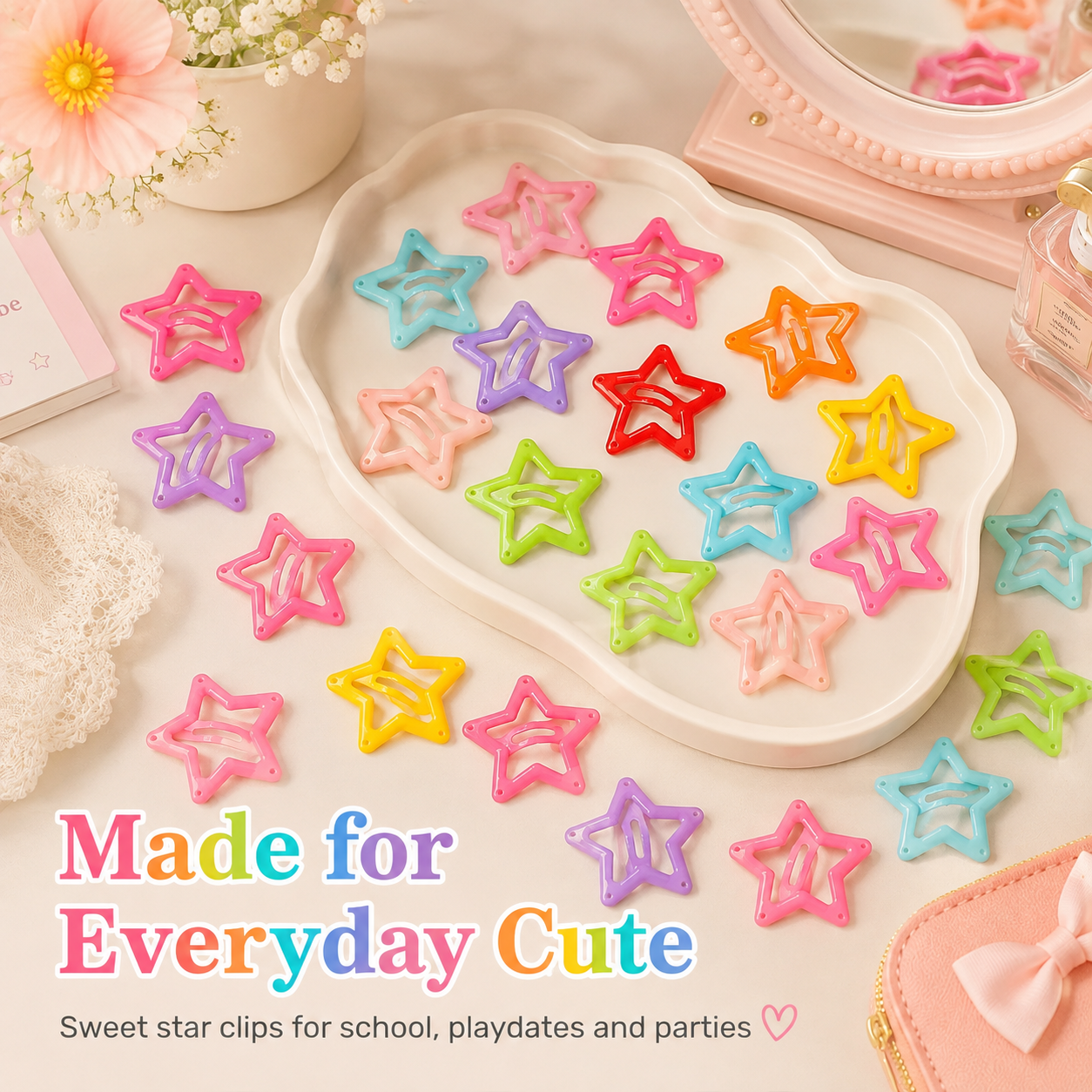 ⭐ 49% OFF 30PCS Colorful Star Hair Clips – Cute Snap Clips for Braids, Buns & Everyday Styles