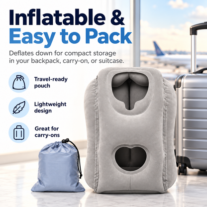 ✈️ Inflatable Face-Down Travel Pillow – Ergonomic Sleep Support for Flights, Trains & Office Naps