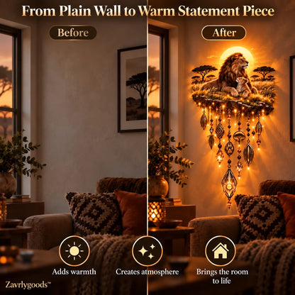🔥Today 59% OFF🔥Majestic Savannah Family Glow™ – Lion & Cub Illuminated Wall Decor