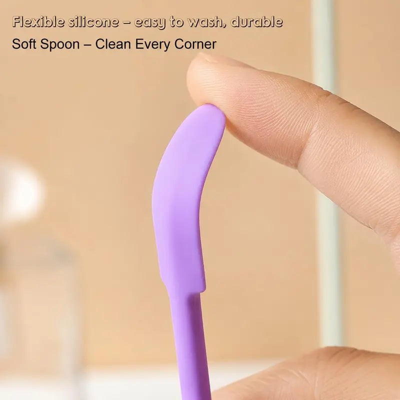 💜 50% OFF 6PCS Silicone Makeup Spatula Set – Scoop Every Drop of Cream, Foundation & Skincare