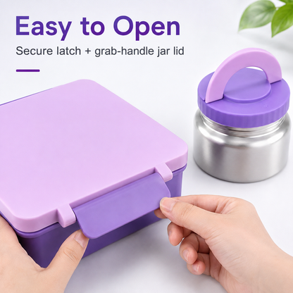 🎒48% OFF Kids Bento Lunch Box with Food Jar, Spoon & Fork – School Ready