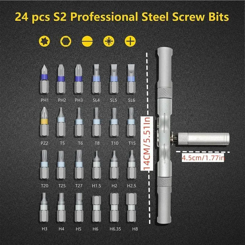 🔥 49% OFF 24-Bit S2 Ratcheting Screwdriver Set – One Kit for Everyday Repairs