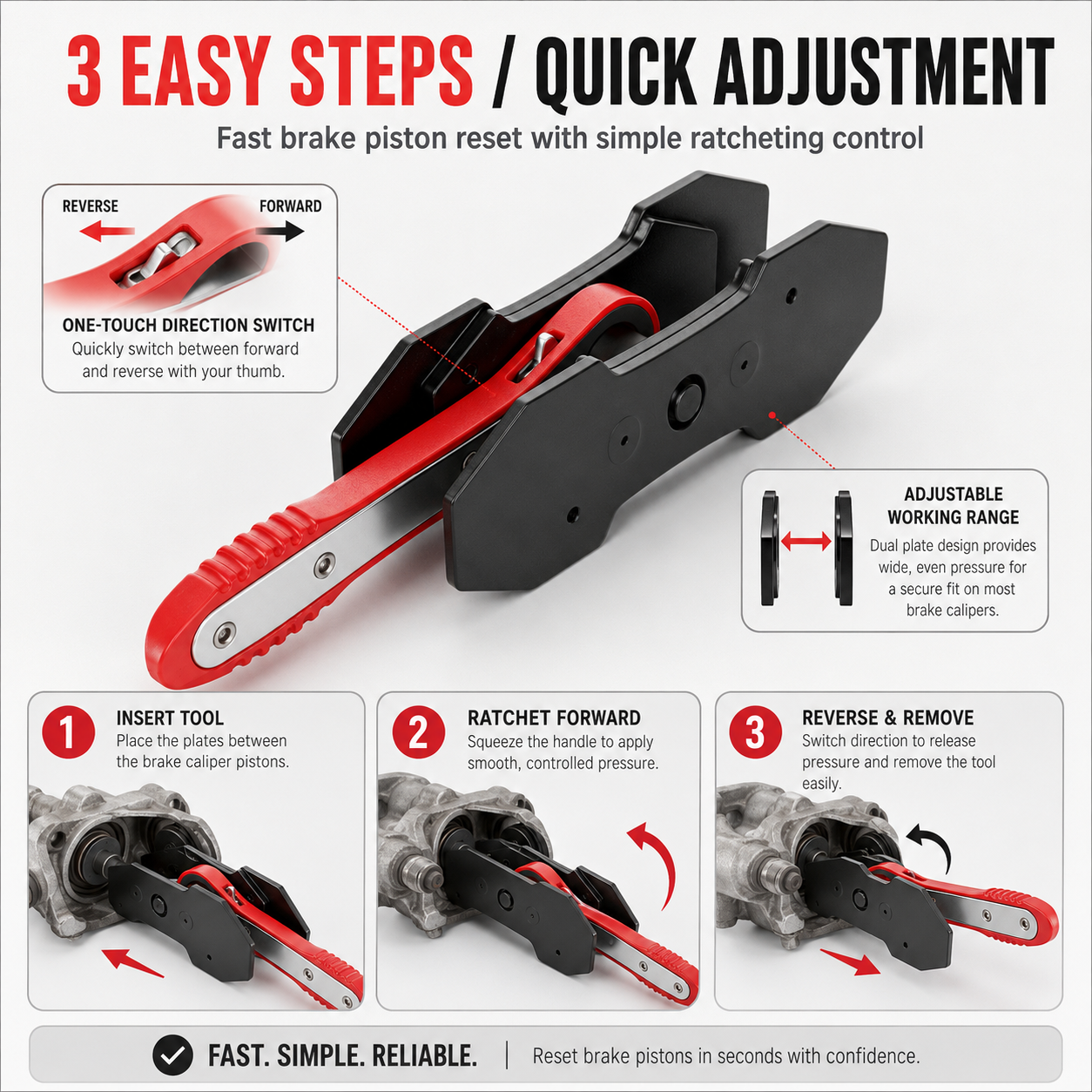 🔧  49% OFF-Ratcheting Brake Caliper Press Tool – 4-Plate Piston Spreader