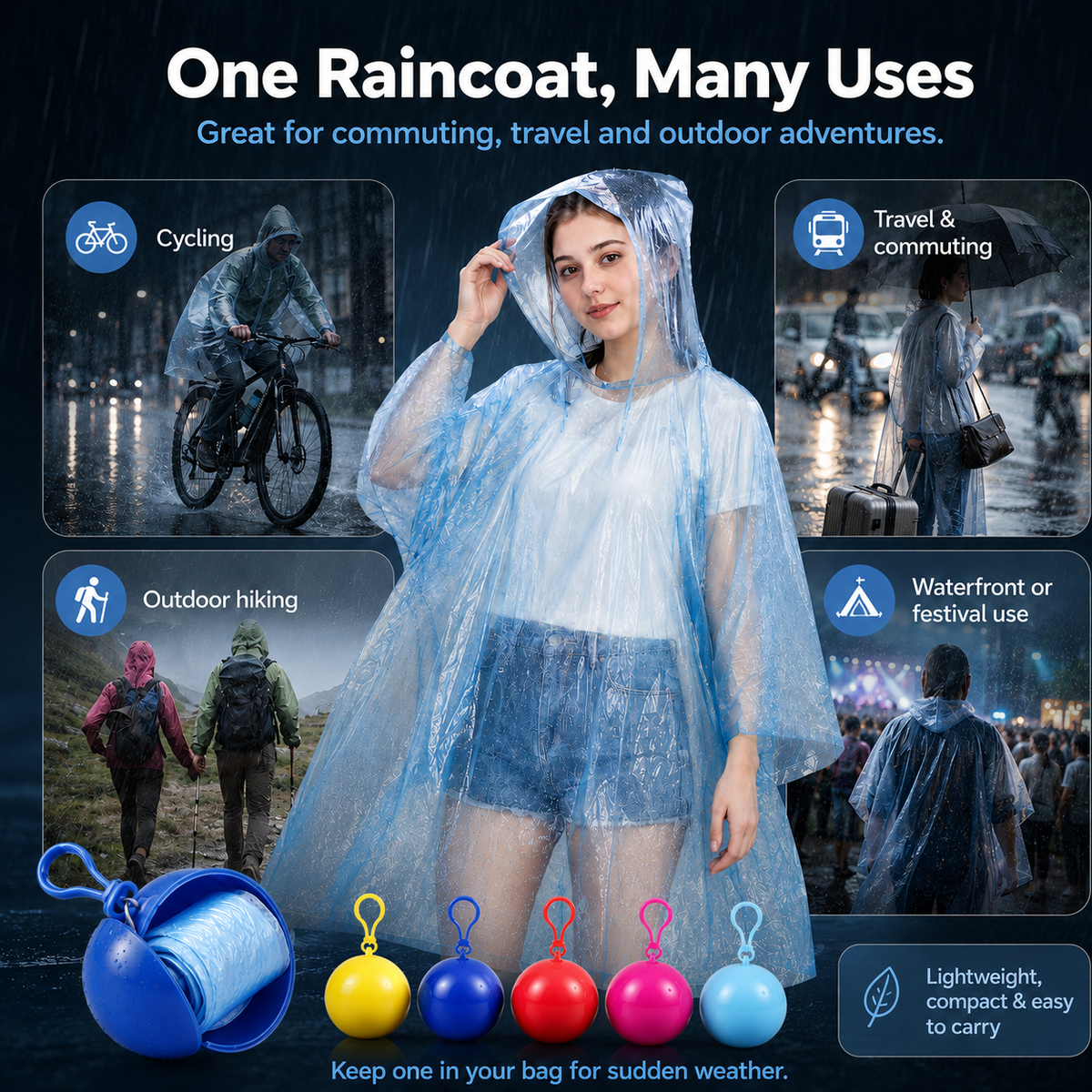 🌧️ 50% OFF Pocket-Sized Disposable Rain Poncho Capsule