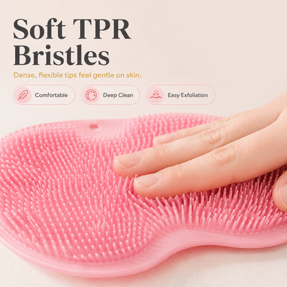🔥 50% OFF 4-Pack Silicone Shower Scrubber Mats – Hands-Free Back & Foot Cleaning