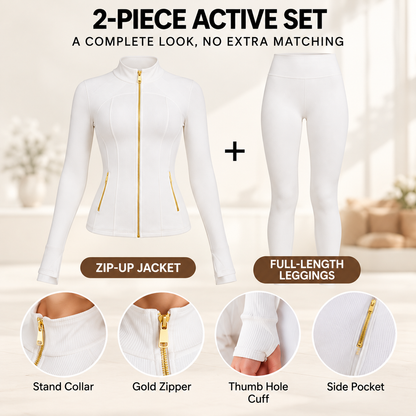 ✨ Sculpt-Seamless 2-Piece Athletic Performance Jacket & High-Waist Leggings Active Set 🏃‍♀️
