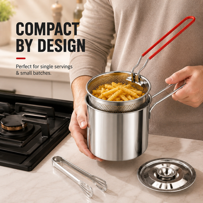 🔥 50% OFF Fry, Lift & Drain Stainless Steel Fryer Set 🍤