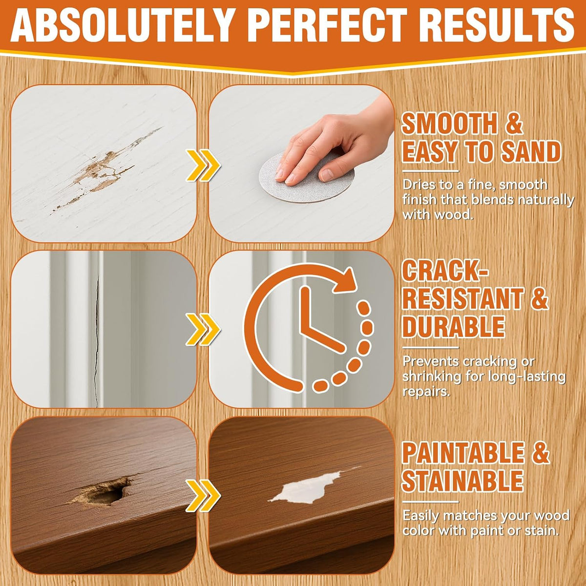 🔥49% OFF 2 Pack-Professional Wood Filler Repair Paste – Fill Cracks, Holes & Scratches