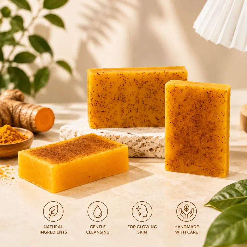 🌿 3PCS Turmeric Cleansing Soap Bars – Gentle Daily Care for Fresh, Soft-Feeling Skin