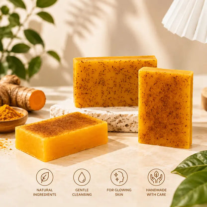 🌿 3PCS Turmeric Cleansing Soap Bars – Gentle Daily Care for Fresh, Soft-Feeling Skin