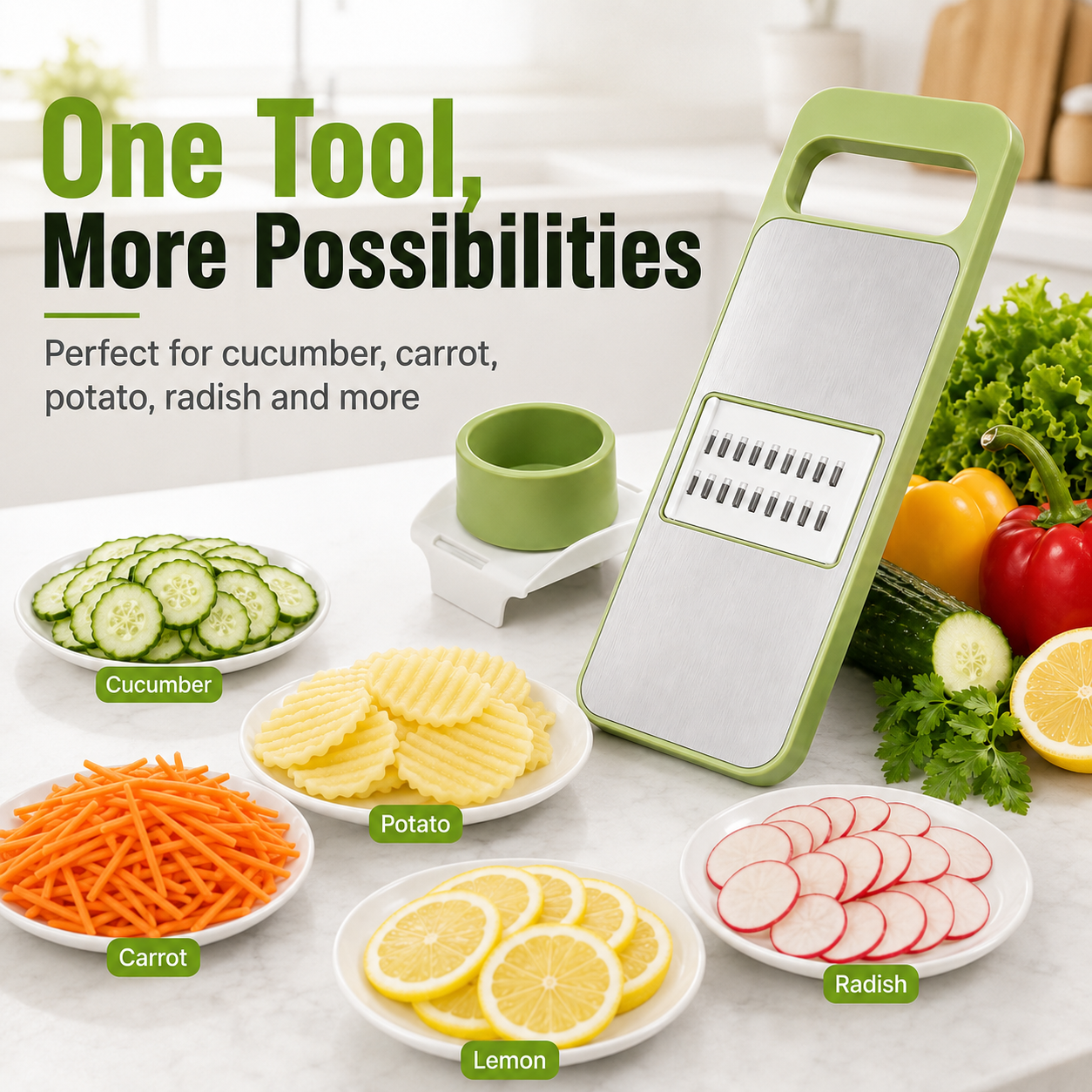 🔥 50% OFF 6-in-1 Vegetable Slicer 🥕 Slice, Shred & Prep Faster