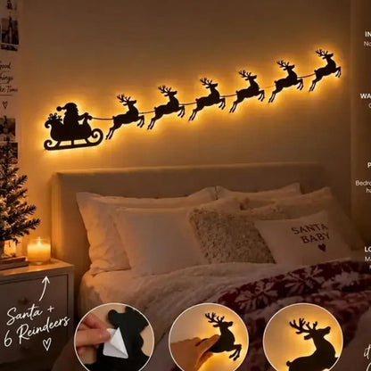 🎄 50% OFF 8-Piece Santa & Reindeer Christmas Wall Lights – Create a Complete Holiday Scene