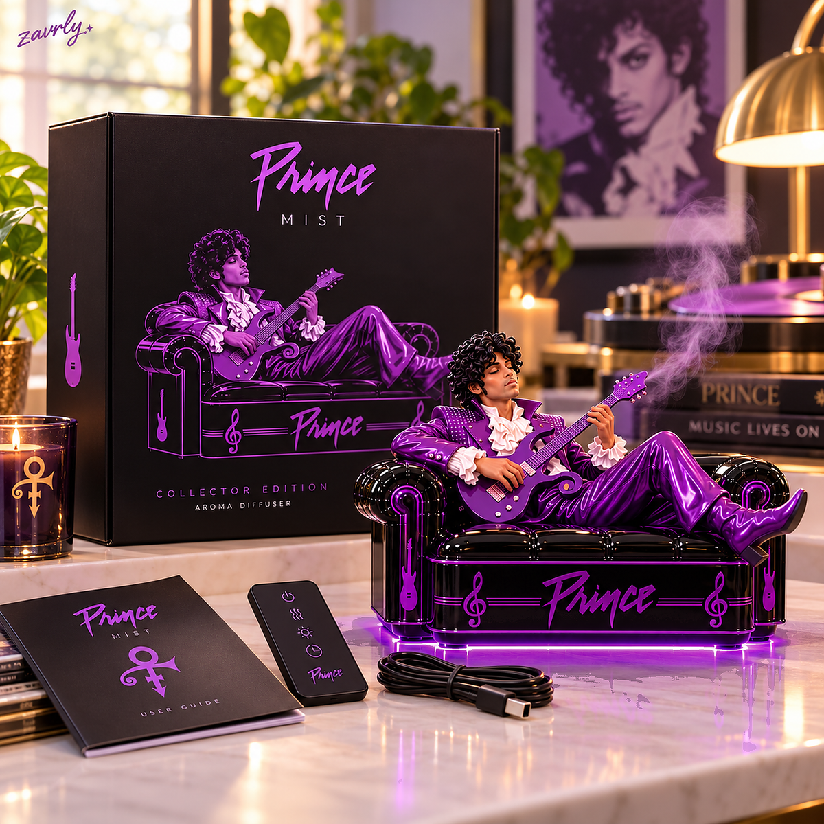 🎸✨ Purple Guitarist Mist Diffuser – Iconic Music-Inspired Decor with Glowing Purple Light & Soothing Mist 💜