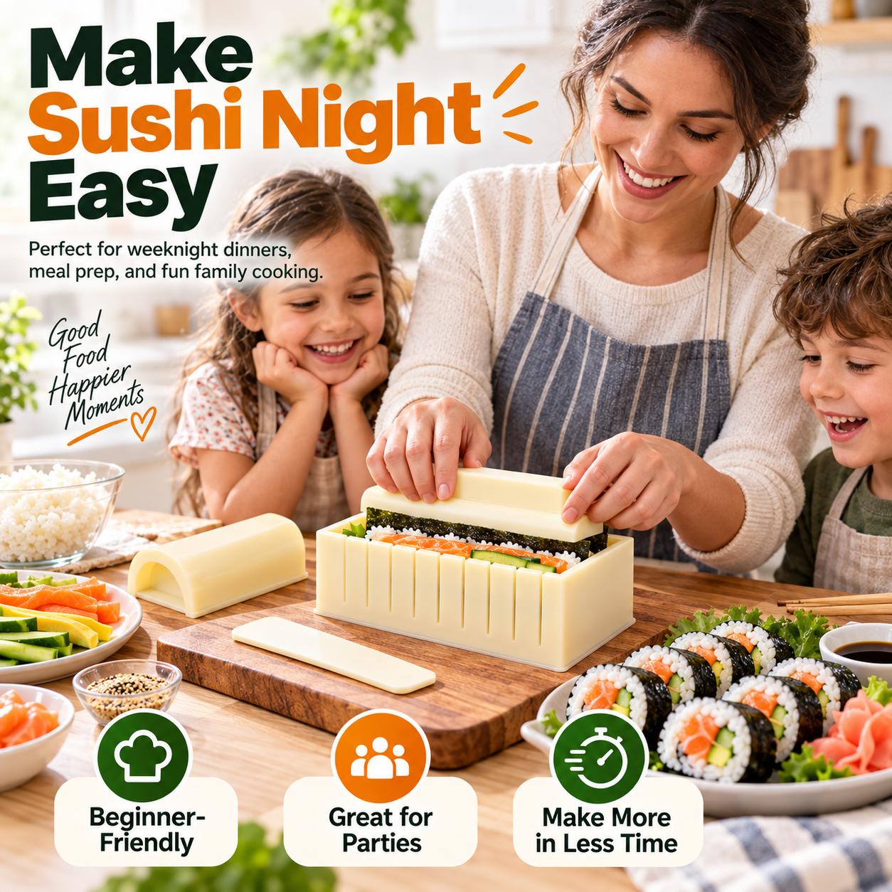 🔥 FINAL HOURS 50% OFF Easy Sushi Maker Mold Kit – Neater Homemade Rolls Without the Mess 🍣