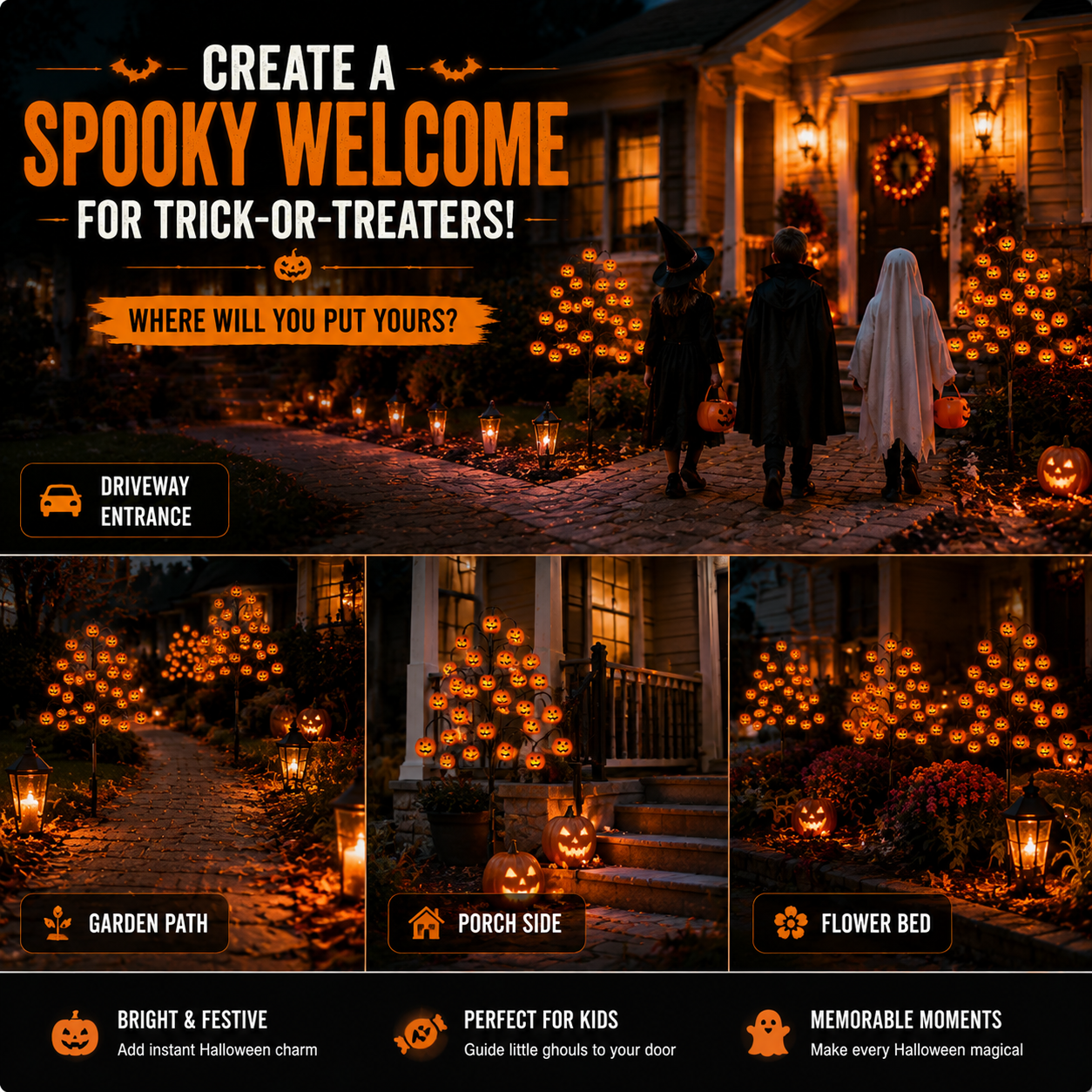 🎃 Solar Pumpkin Tree Lights