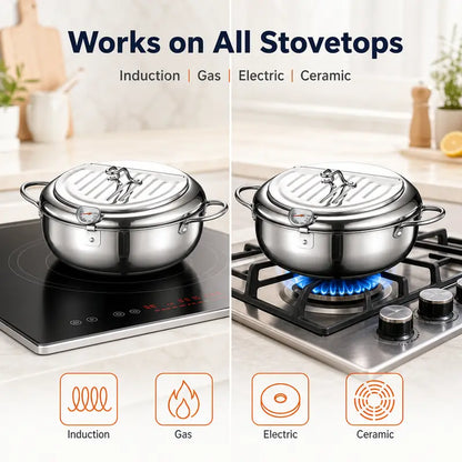 🔥 50% OFF 🍤 Stainless Steel Tempura Fryer Pot with Thermometer
