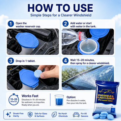 🔥 48% OFF Concentrated Windshield Cleaner Tablets – Up to 4L Per Tablet