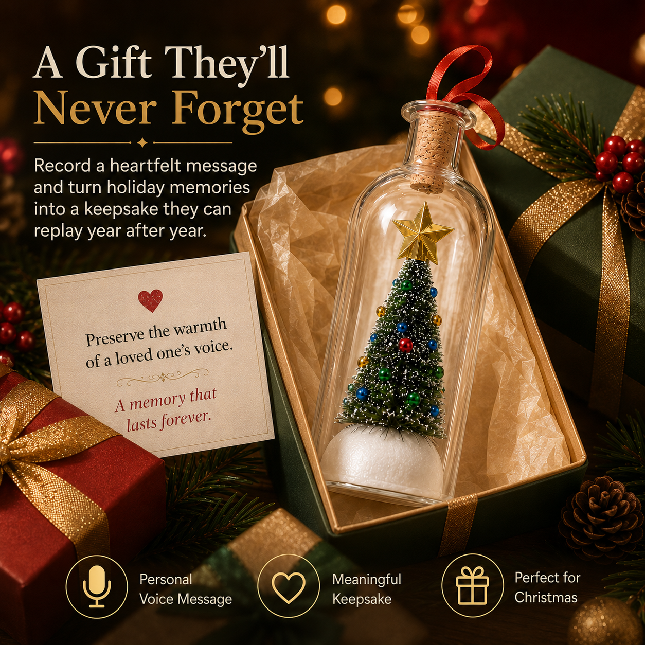 ✨ 50% OFF Personalized Christmas Keepsake Ornament – Record, Gift & Replay 🎁