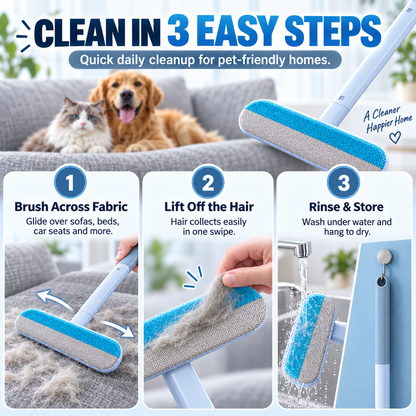 🐾 LIMITED-TIME 49% OFF Pet Hair Remover Brush – Long Handle & 2-in-1 Cleaning