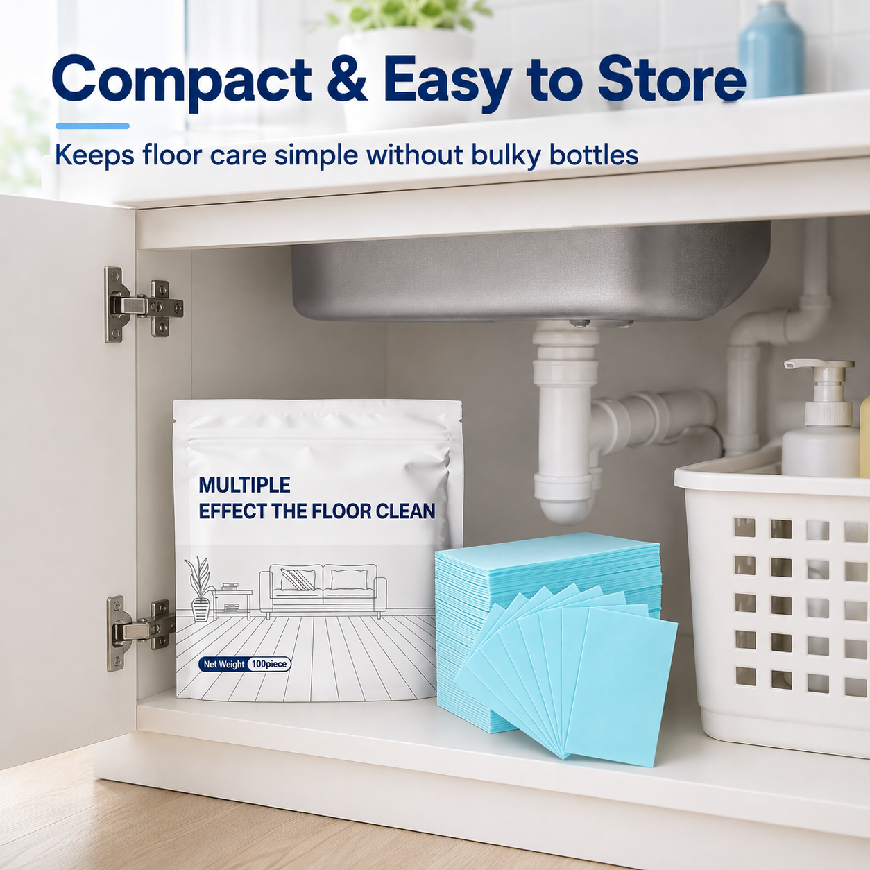🧹 48% OFF- Compact Floor Cleaner Sheets 100 Pack 💧 No Bulky Bottles