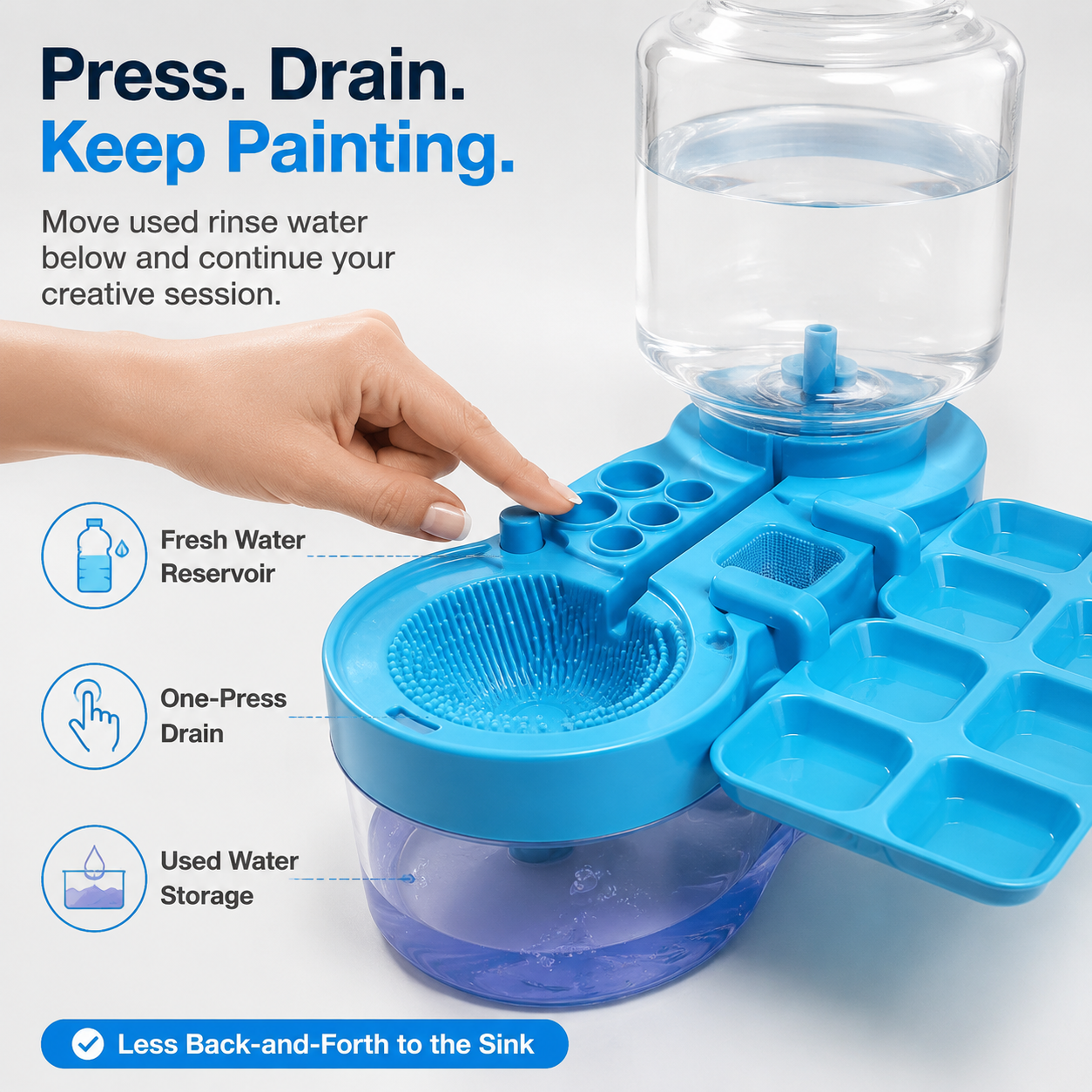 Automatic Water-Changing Brush Washer